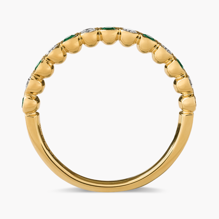 Brilliant Cut 0.24ct Emerald and Diamond Half Eternity Ring Brilliant Cut, Millegrain Set_3