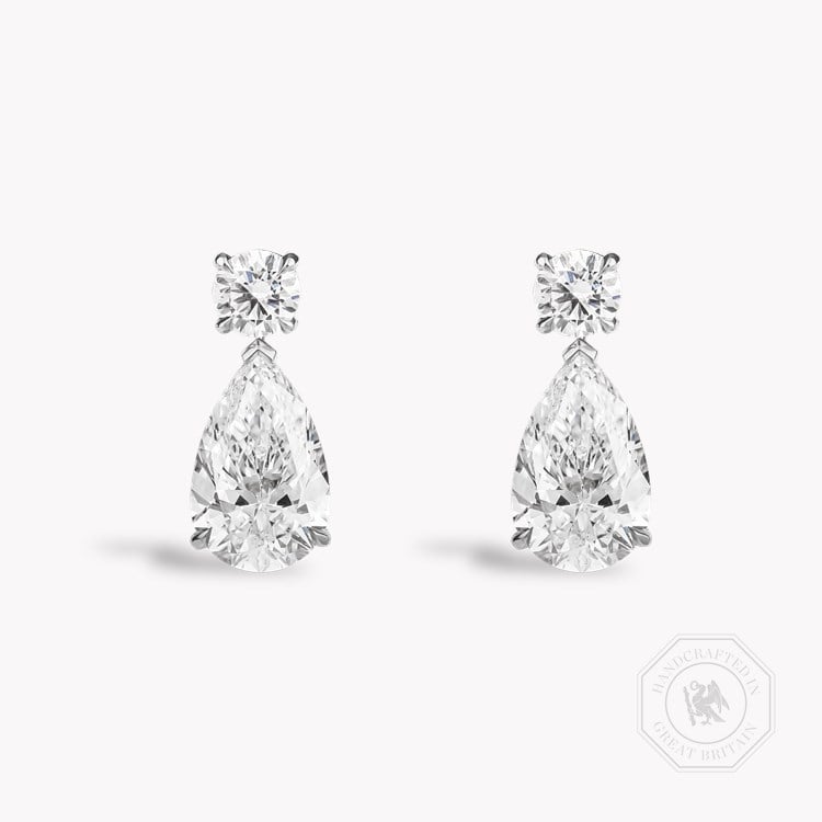 Pear Shaped 4.05ct Diamond Drop Earrings Pear Shaped & Brilliant Cut, Claw Set_1