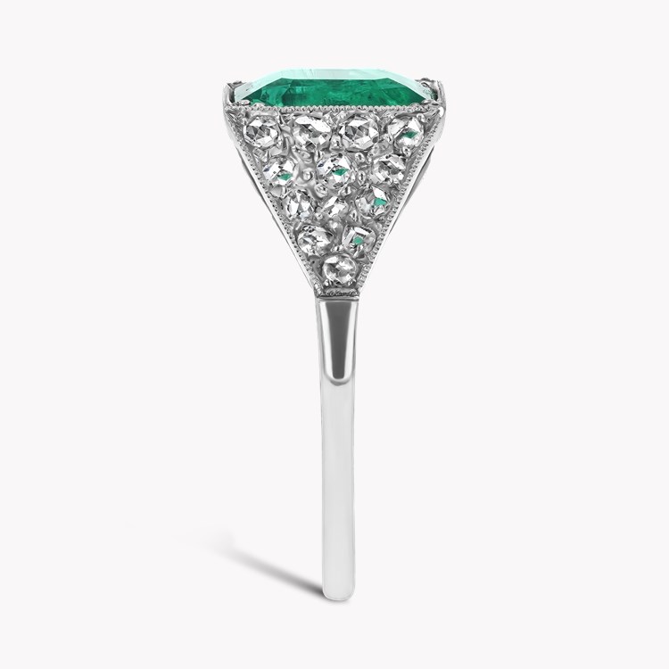Edwardian Octagonal Cut 1.80ct Emerald and Diamond Ring Octagonal Cut, Claw Set_4
