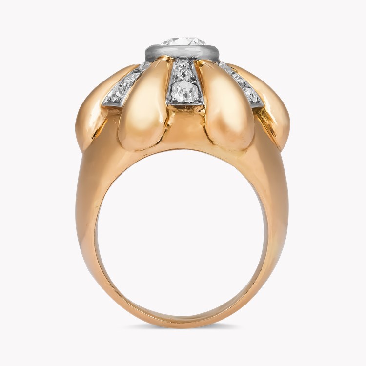 Retro Old Mine Cut Diamond Domed Dress Ring Old Mine Cut, Rubover Set_3