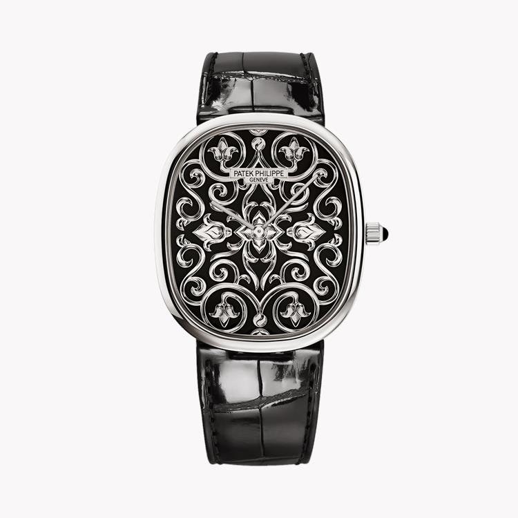 Patek Philippe Golden Ellipse 34.5mm, Hand Engraved Black Enamel Dial, Plain Numerals_1