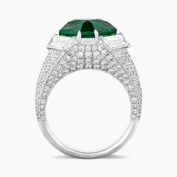 Hexagonal Cut 7.978ct Zambian Emerald and Diamond Ring Hexagonal Cut, Claw Set_3