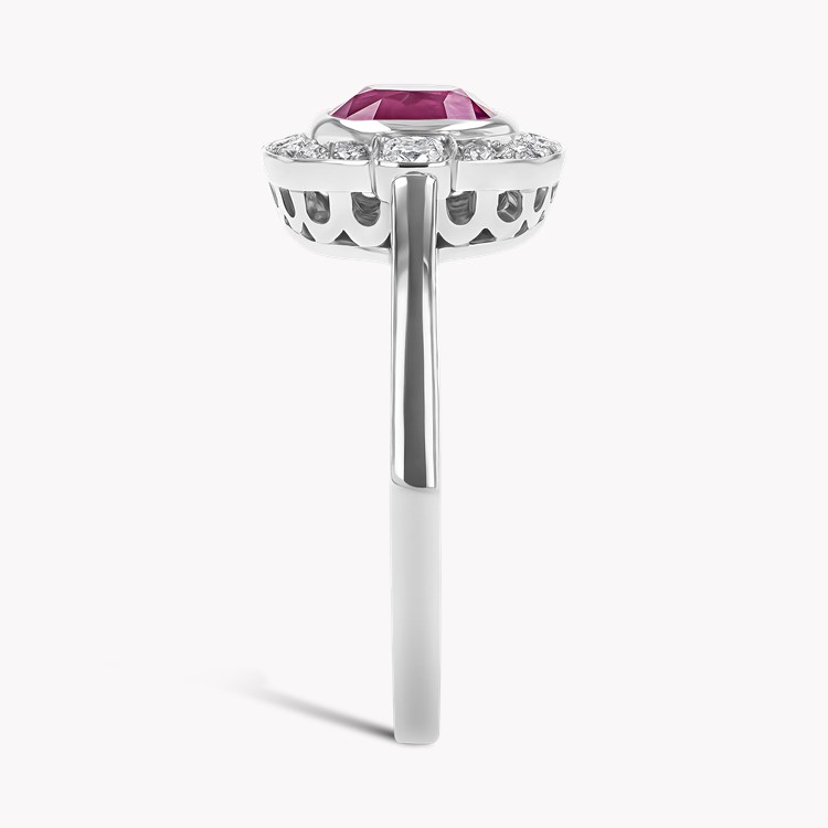 Cushion Cut 1.31ct Ruby and Diamond Cluster Ring Cushion & Brilliant Cut, Rubover & Grain Set_4