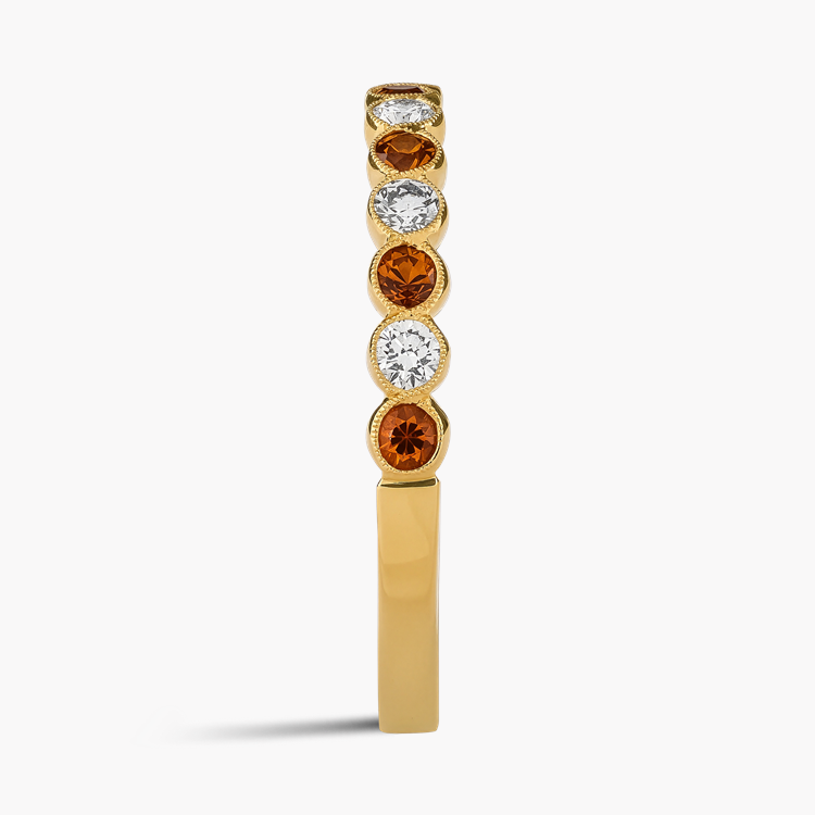 Brilliant Cut 0.31ct Garnet and Diamond Half Eternity Ring Brilliant Cut, Millegrain Set_4
