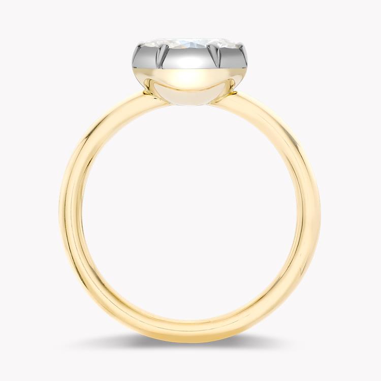 1.43CT Diamond Solitaire Ring Yellow & White Cut Down Setting Solitaire Ring with 6 Claw Setting_3