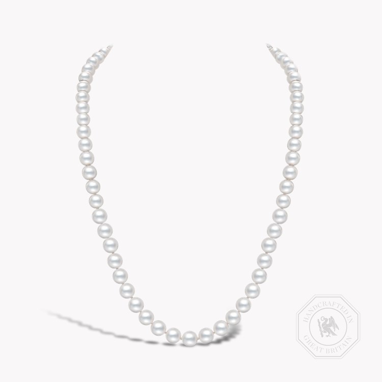 Akoya Pearl Necklace Silk Knotted Row with White Gold Clasp_1