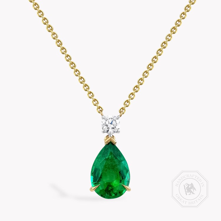 Pear Shaped 1.68ct Zambian Emerald and Diamond Pendant Pear Shape, Claw Set_1