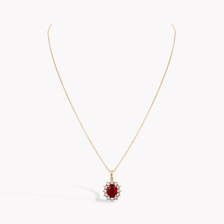 Oval Cut 1.83ct Burma Ruby and Diamond Pendant Oval Cut, Claw Set_2