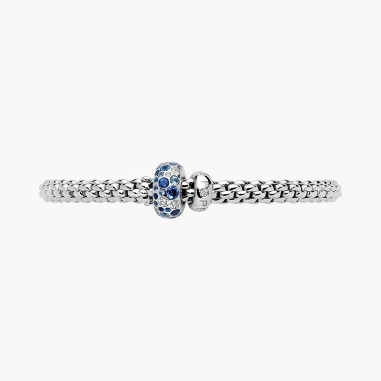 Fope Solo Flex'It Diamond and Blue Sapphire Bracelet Round Brilliant Cut, Rubover Set_3