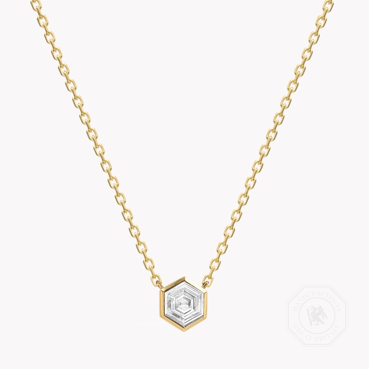 Honeycomb 0.80ct Diamond Solitare Pendant Hexagonal Cut, Rubover Set_1