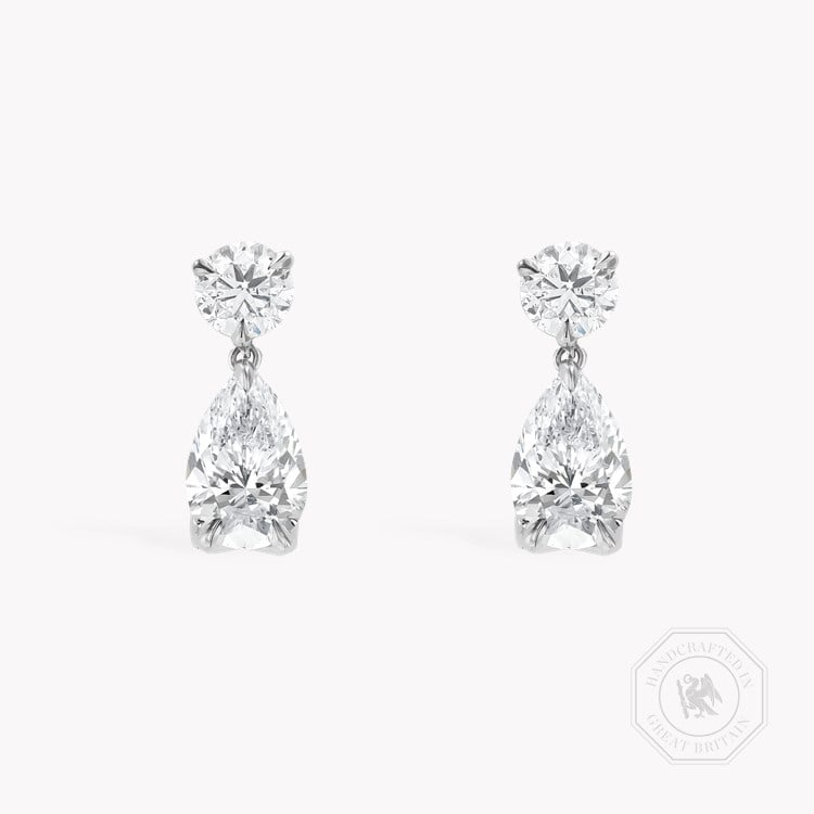 Pear Shaped 2.05ct Diamond Drop Earrings Pear & Brilliant Cut, Claw Set_1