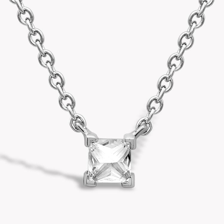 RockChic Diamond Solitaire Necklace 0.40CT in White Gold Princess Cut, Claw Set_1