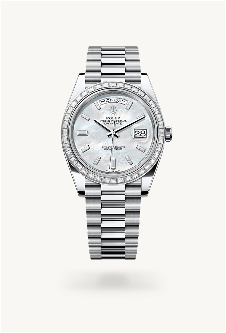 Day-Date 40, Oyster, 40 mm, platinum and diamonds