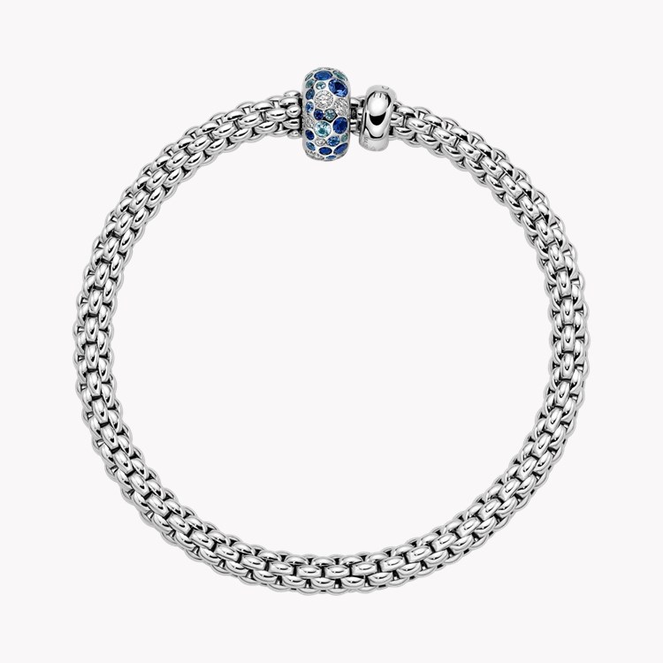 Fope Solo Flex'It Diamond and Blue Sapphire Bracelet Round Brilliant Cut, Rubover Set_2