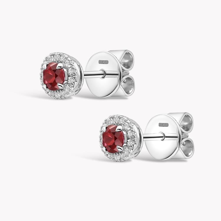 Brilliant Ruby Stud Earrings 0.44CT in 18CT White Gold Cluster Earrings with Diamond Halo_2