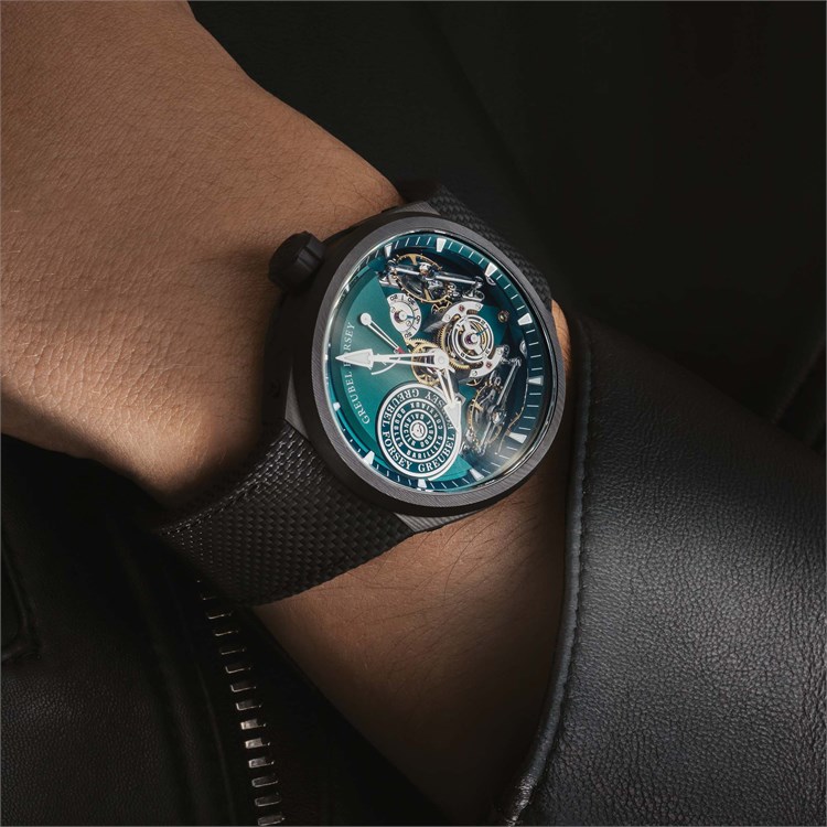 Gruebel Forsey Double Balancier Convexe 42mm, Black Dial, Baton Numerals_10