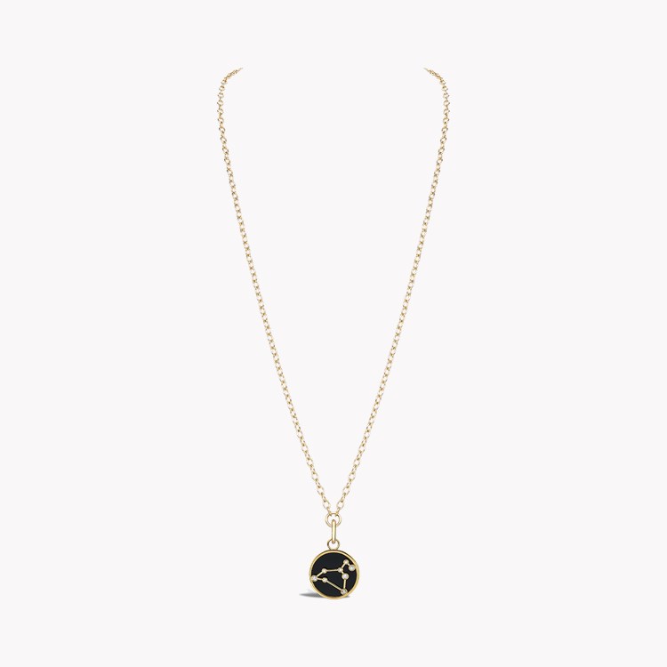 Constellation Diamond and Black Onyx Leo Pendant Charm Brilliant Cut, Rubover Set_3