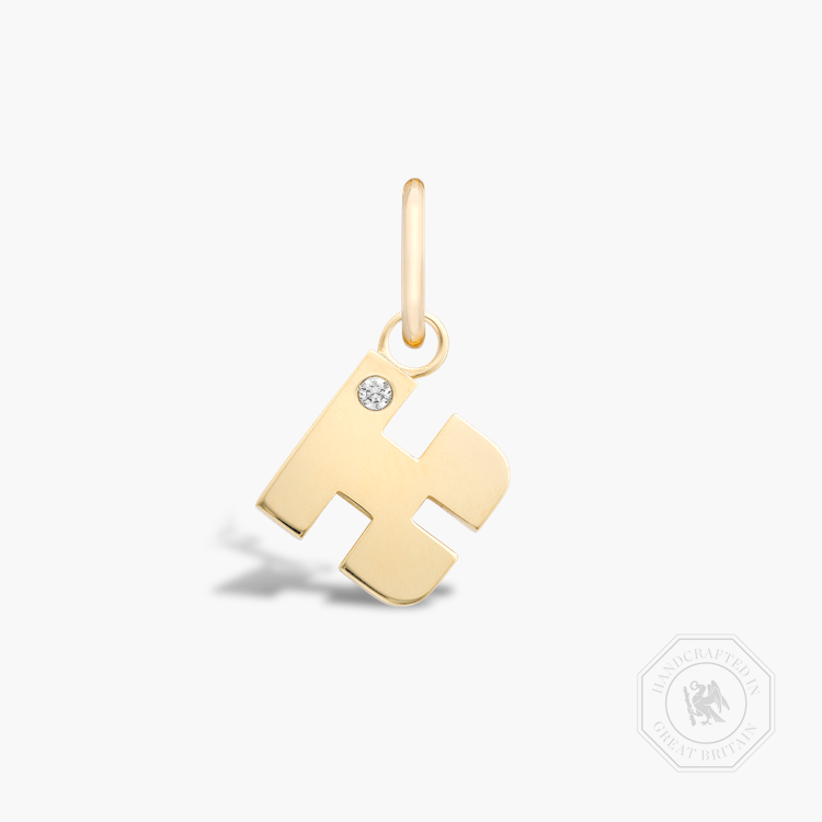 Letter K Diamond Pendant Charm Brilliant Cut, Rubover Set_1