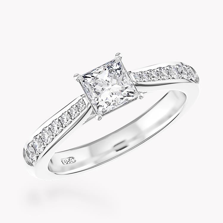 0.60CT Diamond Solitaire Ring Platinum Duchess Setting Princess Cut, Solitaire, Brilliant Shoulders_1