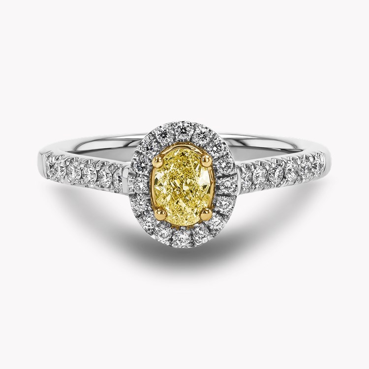 Celestial 0.73ct Fancy Light Yellow Diamond Cluster Ring Oval Cut, Claw Set_2