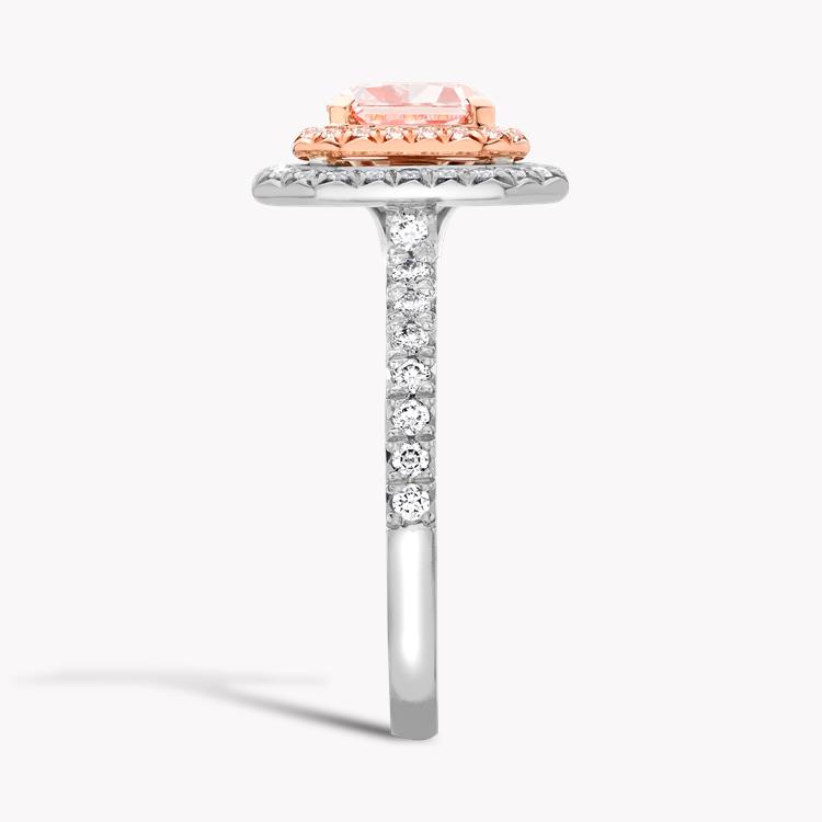 Masterpiece Fancy Orangy Pink Diamond Ring 1.28CT in Platinum & Rose Gold Radiant Cut with a Diamond Surround_4