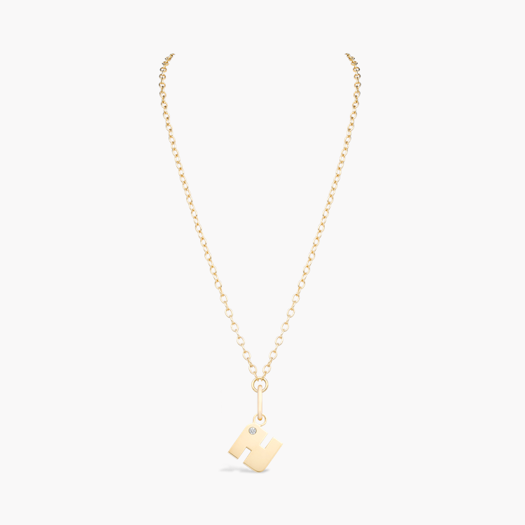 Letter N Diamond Pendant Charm Brilliant Cut, Rubover Set_2