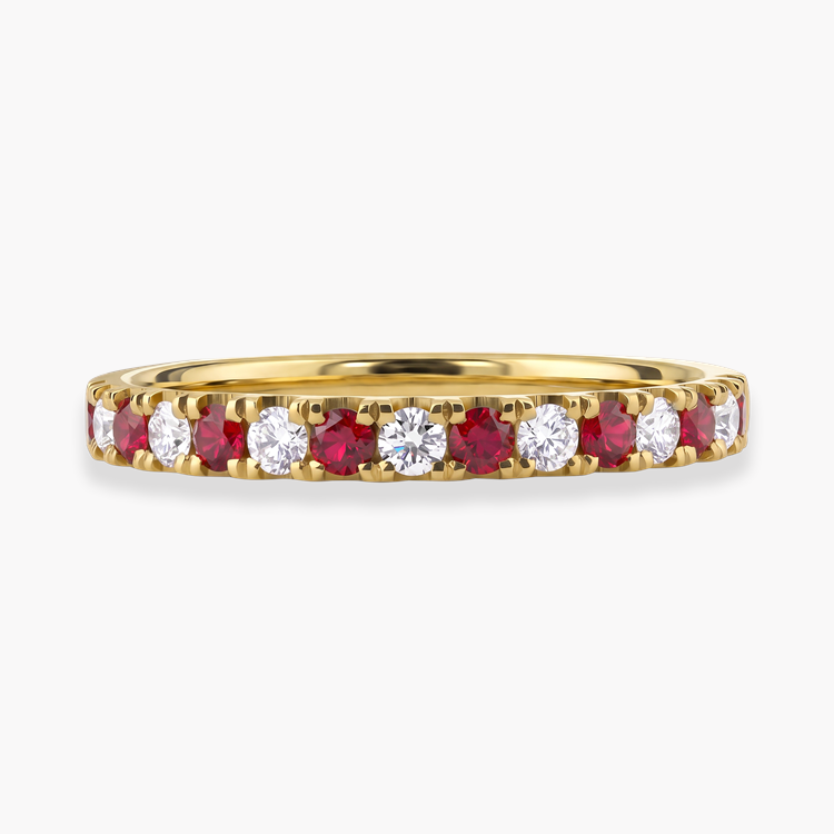 Brilliant Cut Ruby and Diamond Half Eternity Ring Brilliant cut, Claw set_2
