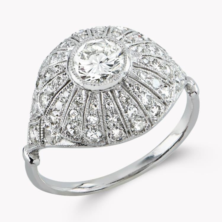 Art Deco Diamond Bombé Ring 0.51CT in Platinum Brilliant Cut Diamond Ring, with Diamond Surround_1