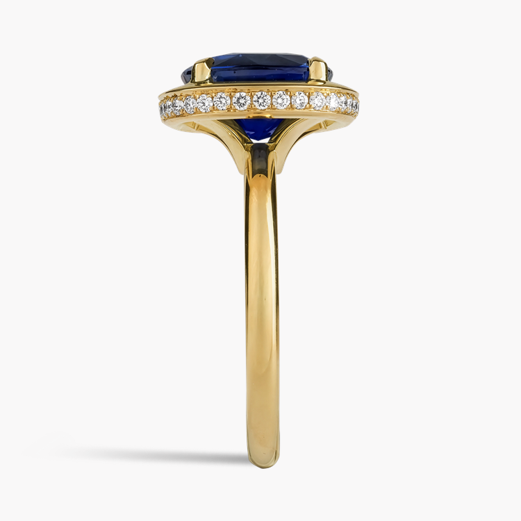 Skimming Stone 5.595ct Tanzanian Sapphire and Diamond Ring Antique Cushion Cut, Claw Set_4
