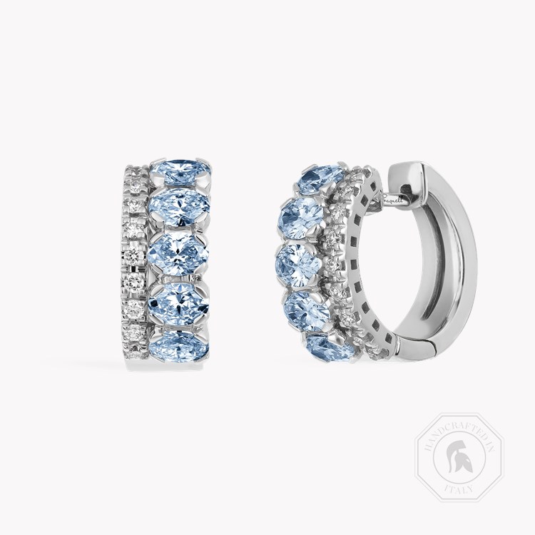 Oval Cut 1.34ct Aquamarine and Diamond Hoop Earrings Oval Cut, Claw Set_1