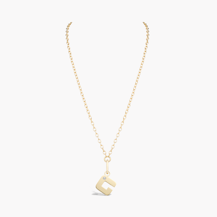 Letter G Diamond Pendant Charm Brilliant Cut, Rubover Set_2
