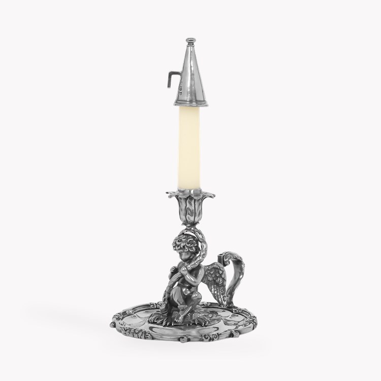 Silver William IV Cherub Design Chamber Stick Hallmarked London_2