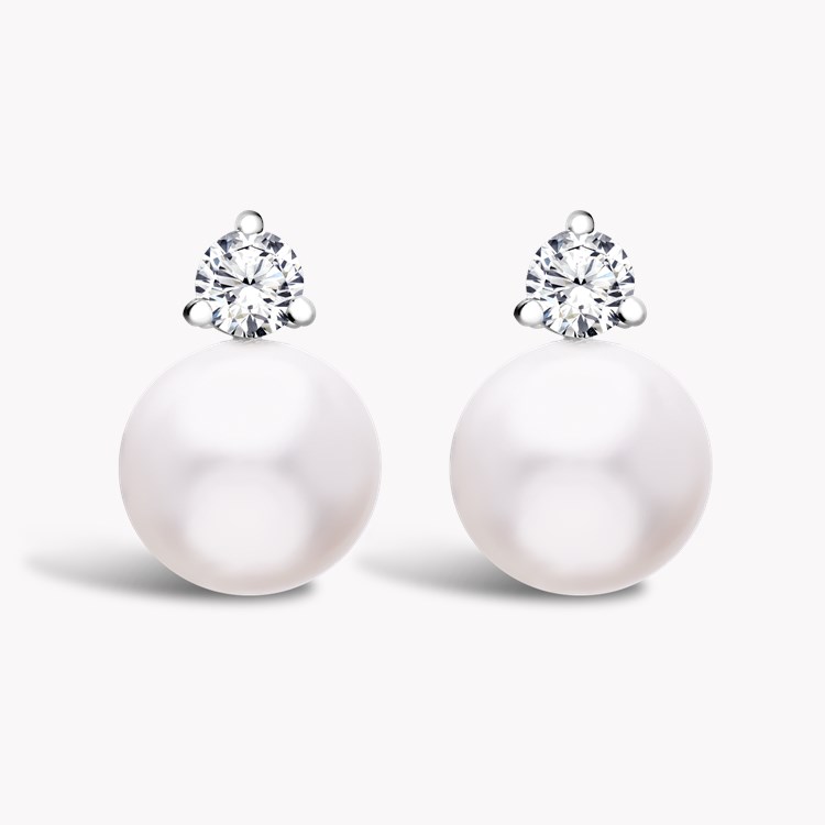 Akoya Pearl Earrings Stud Earrings with 0.40CT Diamonds_1