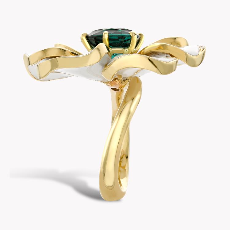 Wildflower Indicolite Tourmaline Cocktail Ring 3.89CT in Yellow Gold Brilliant cut, Claw set_4