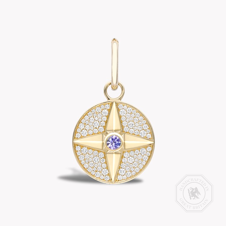 Tanzanite (December) and Diamond Pendant Charm Brilliant Cut Claw Set_1