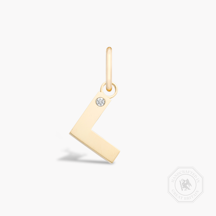 Letter L Diamond Pendant Charm Brilliant Cut, Rubover Set_1