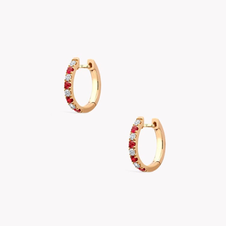Ruby & Diamond Half Hoop Earrings Brilliant cut, Claw set_3