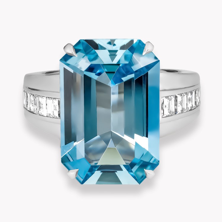 Manhattan 8.62ct Lukusuzi Aquamarine and Diamond Ring Emerald Cut, Claw Set_2