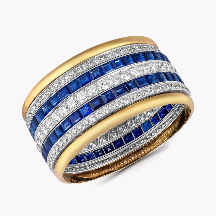 Art Deco 55ct Sapphire and Diamond Bangle SQUARE & OLD CUT, CHANNEL SET_2