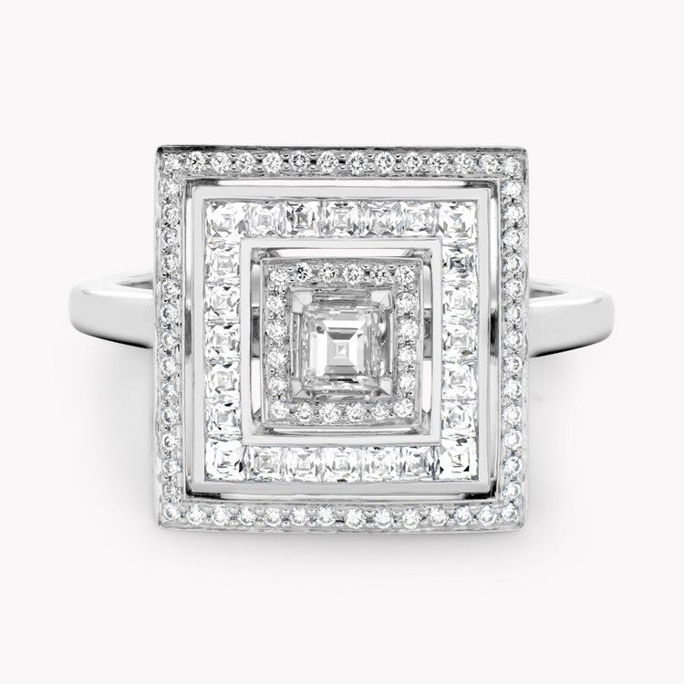 Carre cut Diamond Ripple Ring Carre Cut. Four Claw Set_2