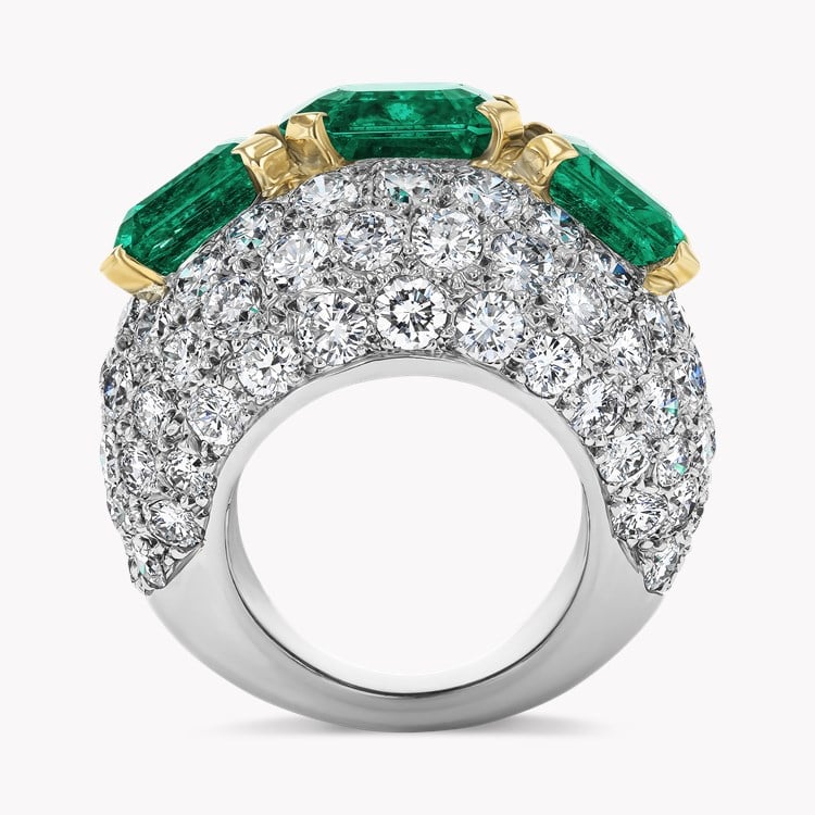 Retro Cartier 7.991ct Colombian Emerald and Diamond Bombé Ring Octagonal Cut, Claw Set_3