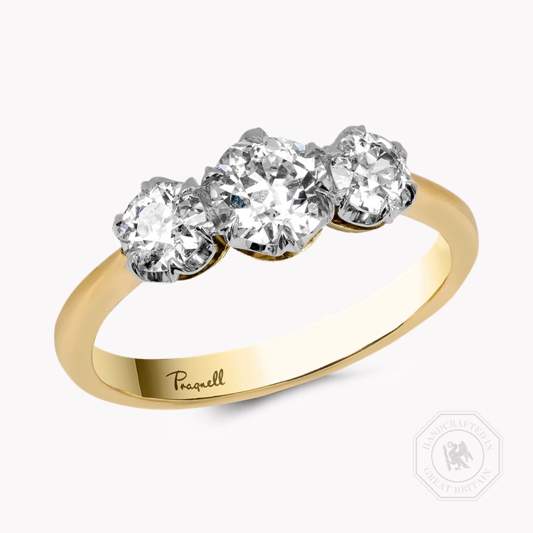 Coronet Old Cut 1.02ct Diamond Three Stone Ring Old Cut, Claw Set_1