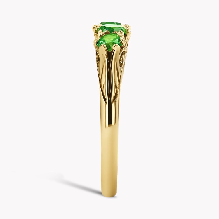 Demantoid Garnet Five Stone Ring Old Cut, Claw Set_4