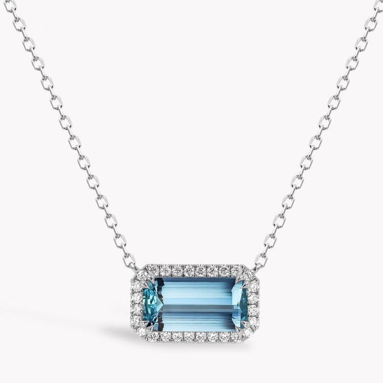 Rectangular Cut 2.07ct Lukusuzi Aquamarine and Diamond Pendant Emerald Cut, Claw Set_1