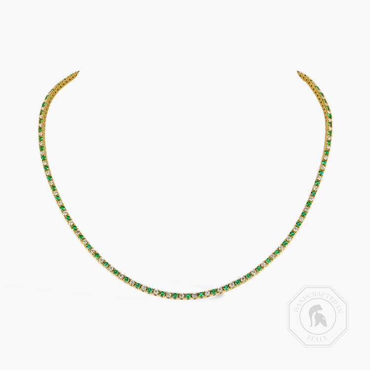 Brilliant Cut 2.61ct Emerald and Diamond Line Necklace Brilliant cut, Claw set_1
