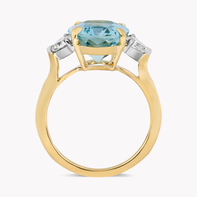 Venus Setting 4.17ct Lukusuzi Aquamarine and Diamond Three Stone Ring Oval Cut, Claw Set_3