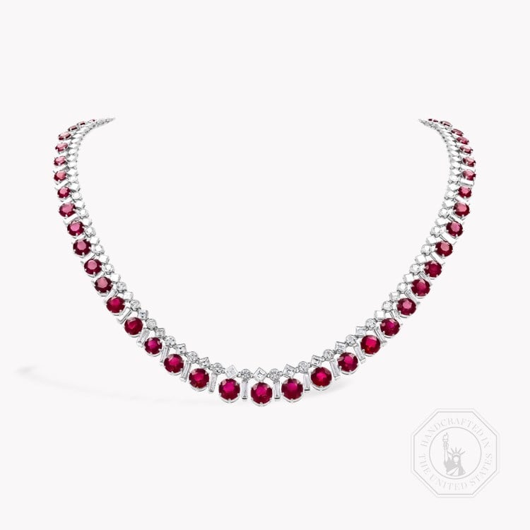 Masterpiece Brilliant Cut 39.04ct Burma Ruby and Diamond Necklace Brilliant cut, Claw set_1