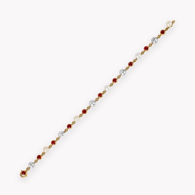 Belle Epoque Ruby, Diamond and Pearl Bracelet Old Cut, Rubover Set_1