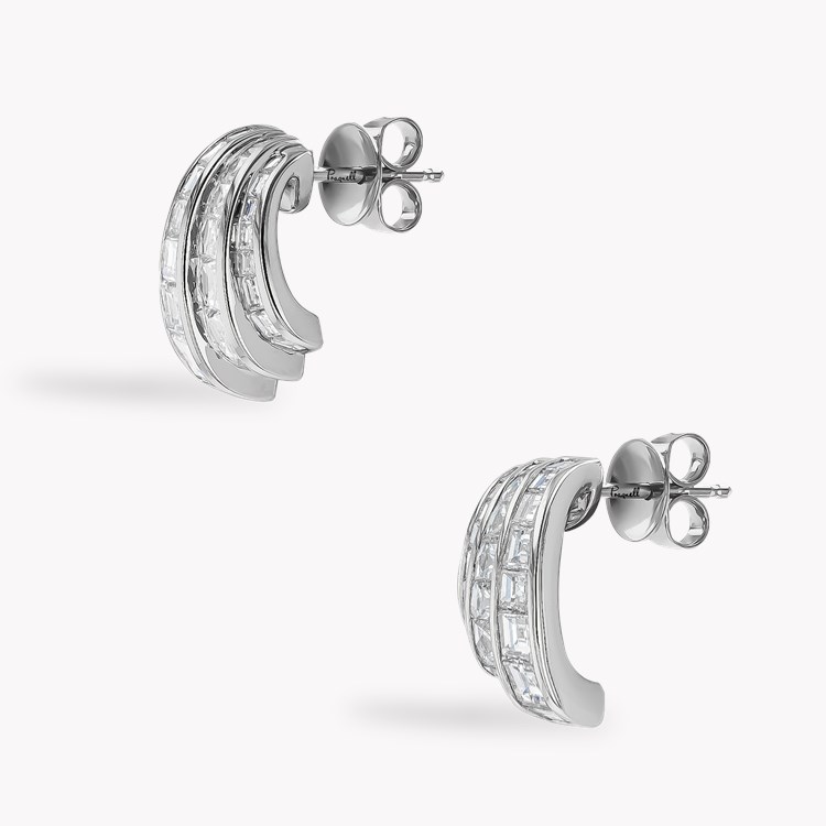 Manhattan 2.26ct Three Row Fan Diamond Earrings Carre & French Cut, Channel Set_2