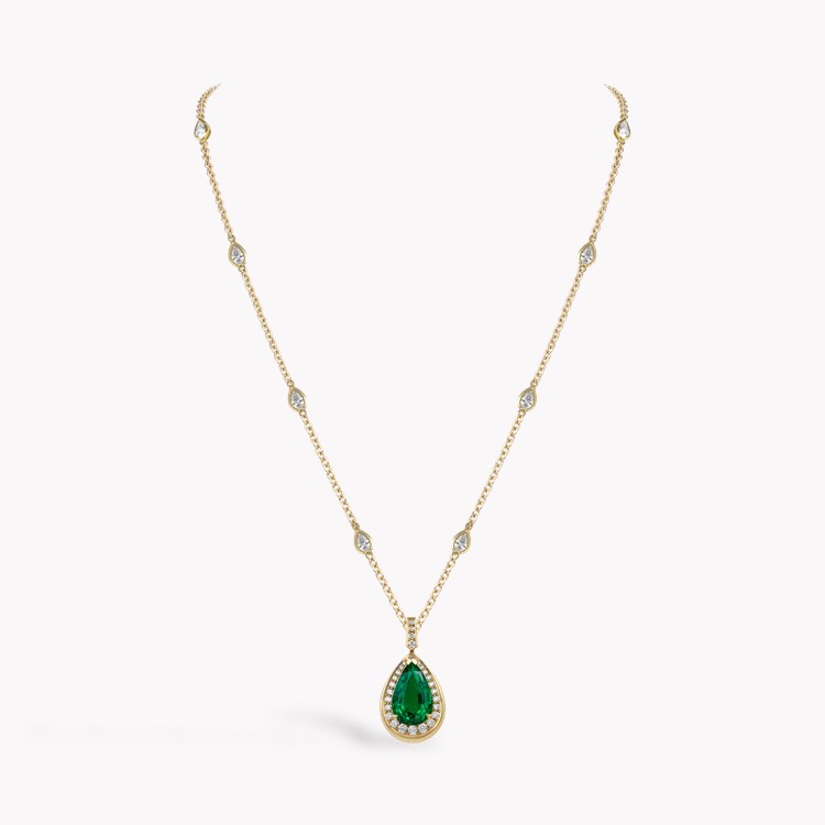 Pear Shaped 3.01ct Zambian Emerald and Diamond Pendant Pear Shaped, Claw Set_2